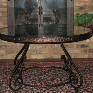Copper rimmed table